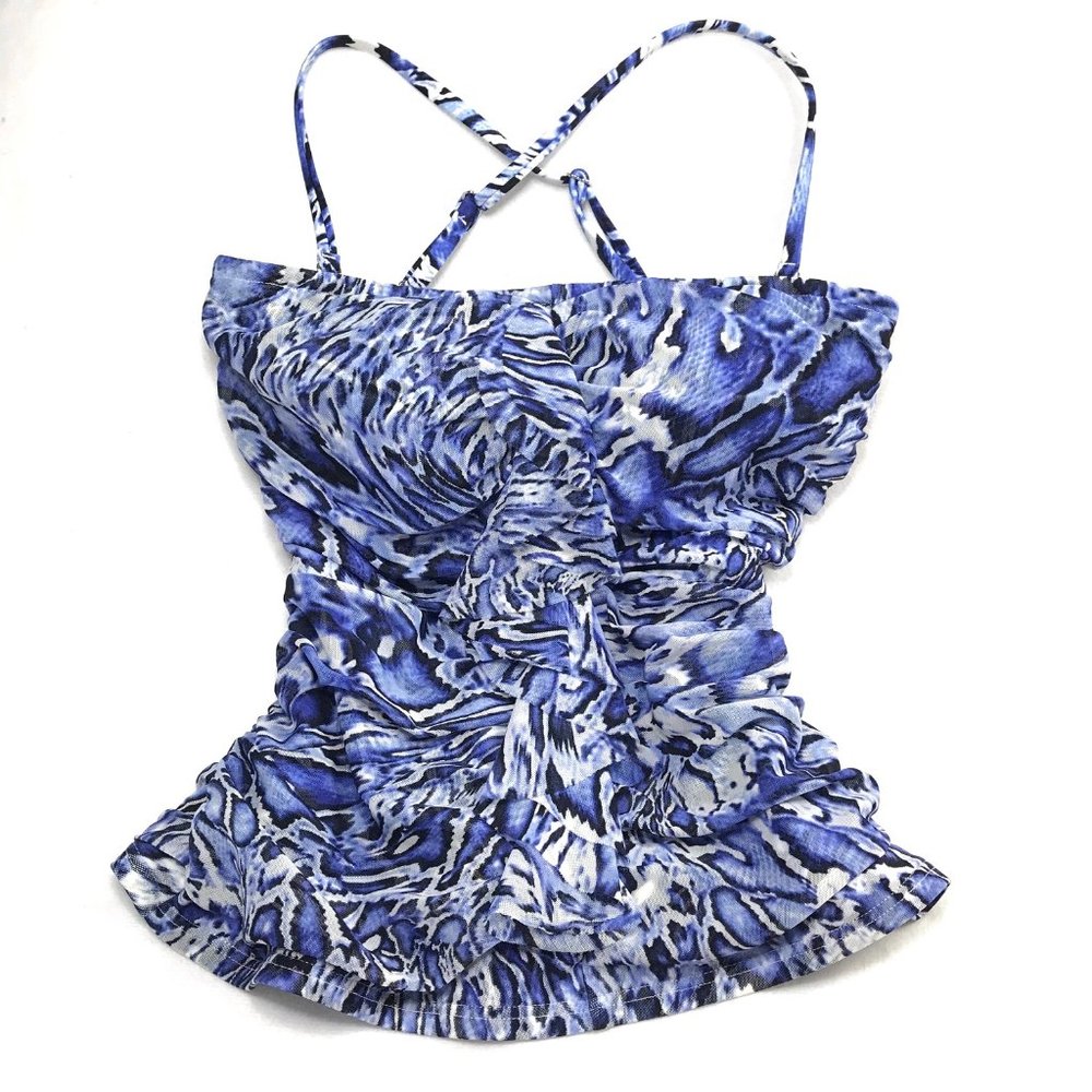 BE CREATIVE Ruched Mesh Bodice Tankini top - Picture 4 of 11